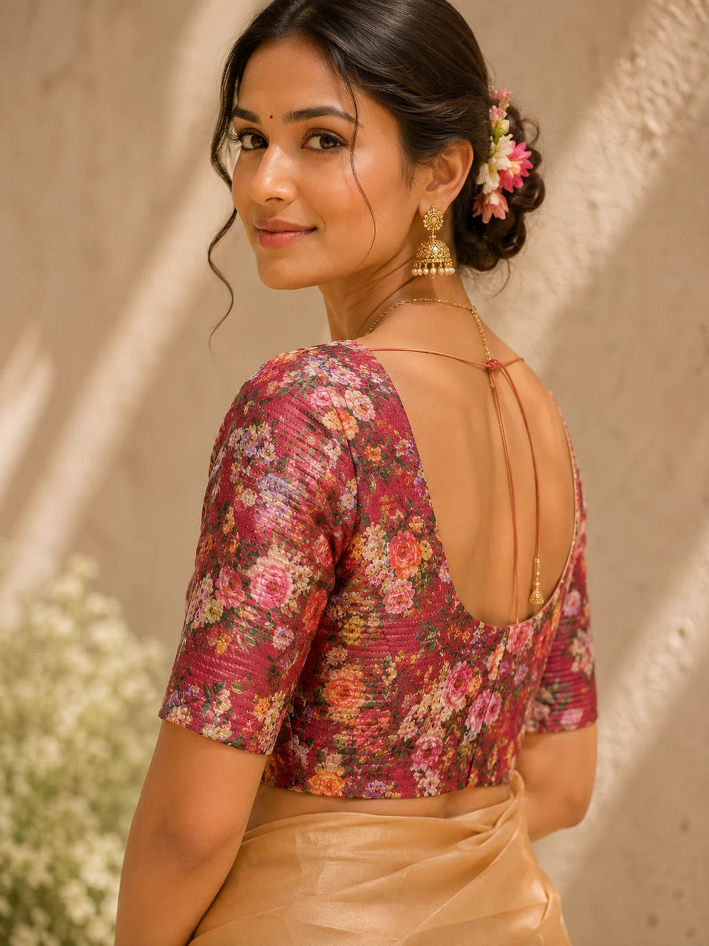 Light Brown Crepe Saree