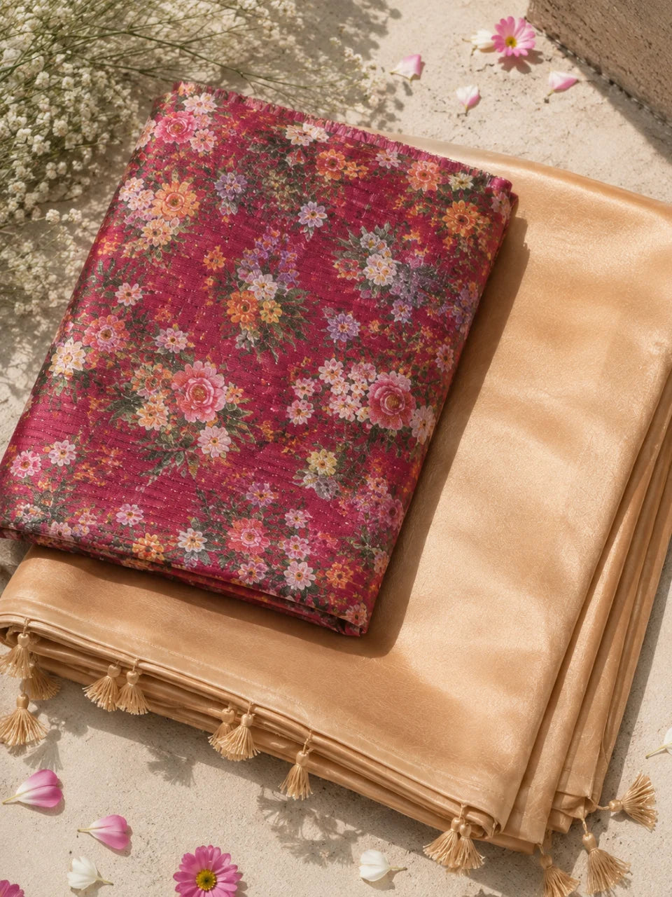 Light Brown Crepe Saree
