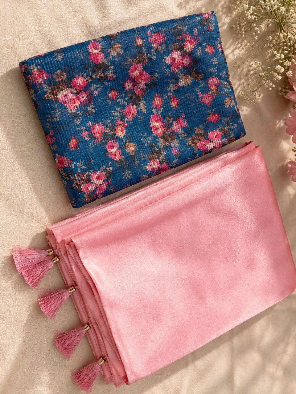 Light Pink Crepe Saree