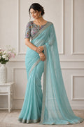 Blue Net Silk Saree